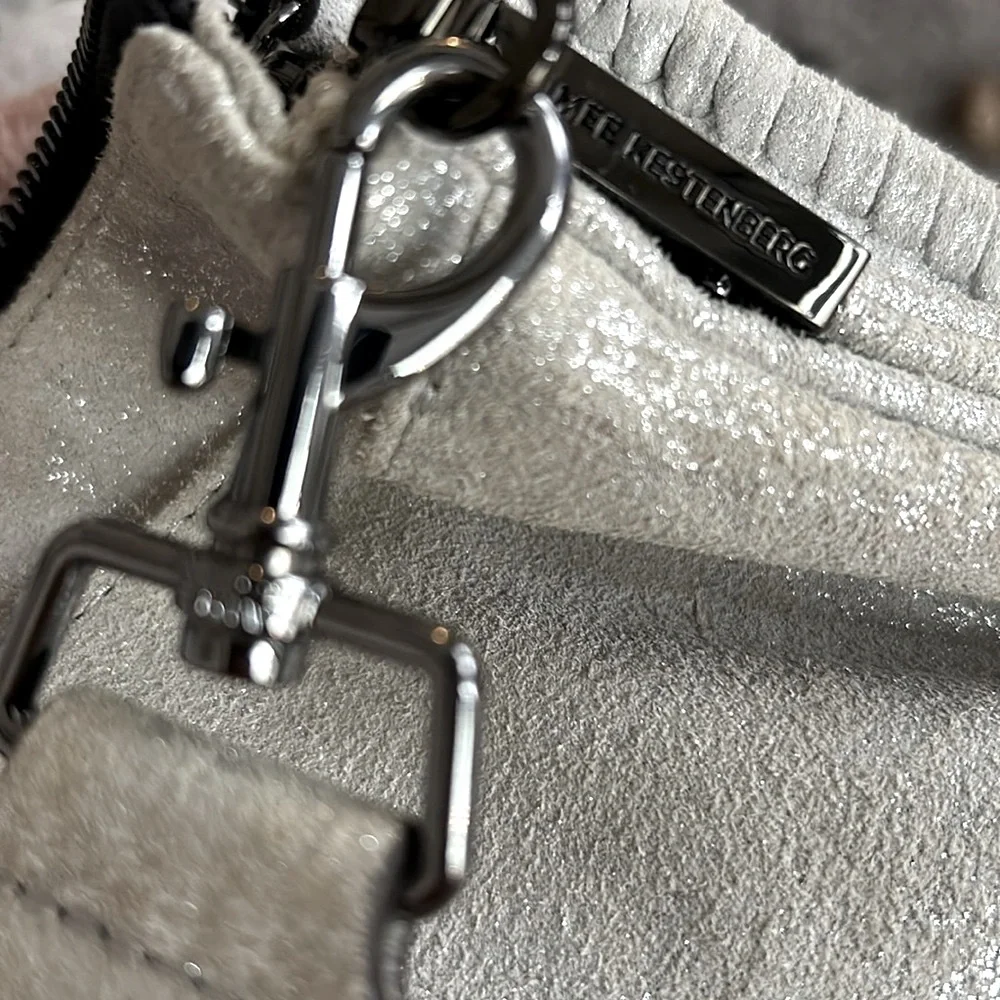 Aimee Kestenberg Leather Silver crossbody shoulder bag  New - Picture 12 of 12